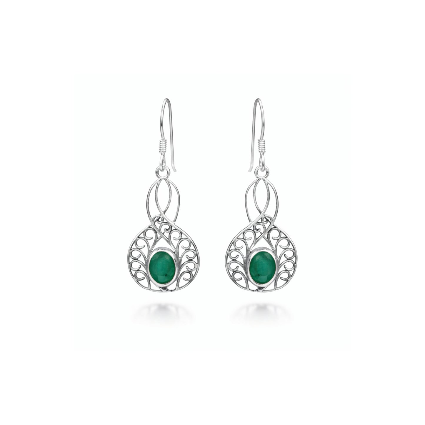 Averie™ Vintage Emerald Lace Drop Earrings | Sterling Silver | Old Soul Grace | Meaningful Gift for Her