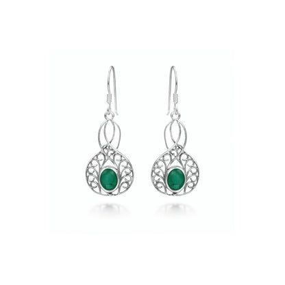 Averie™ Vintage Emerald Lace Drop Earrings | Sterling Silver | Old Soul Grace | Meaningful Gift for Her