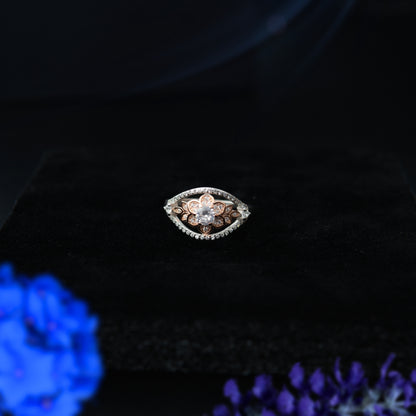 Florencia™ by Zyrene – Rose-Gold Blossom Statement Ring | 925 Sterling Silver | Lifetime Plating & 6-Month Warranty