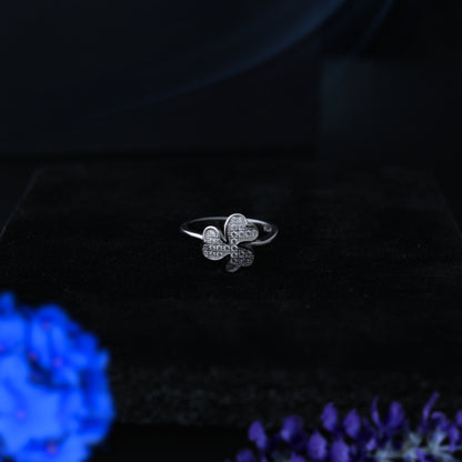 Clovera™ by Zyrene – Pavé Four-Leaf Clover Ring | 925 Sterling Silver | Lifetime Plating & 6-Month Warranty