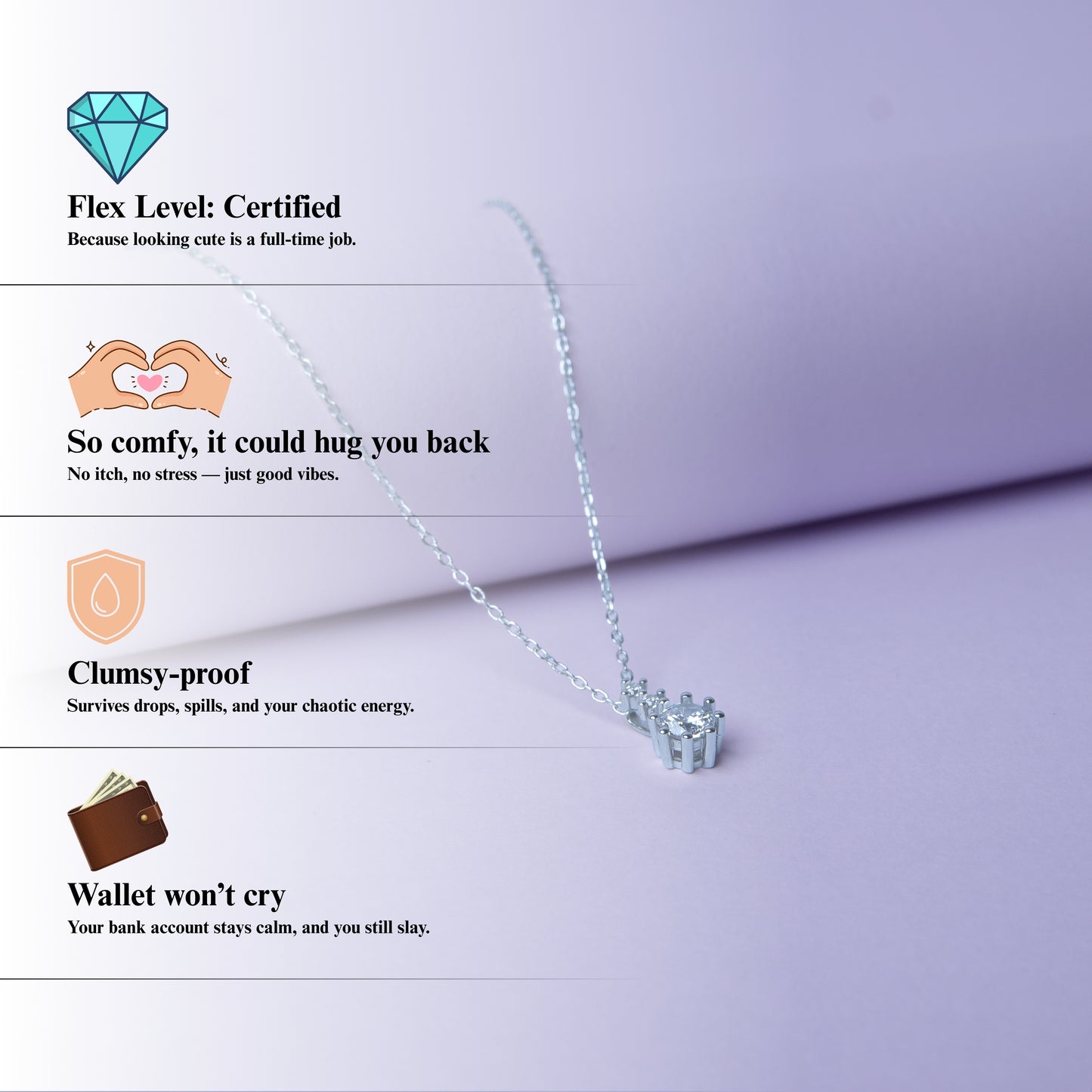 Lumina™ by Zyrene – Classic Solitaire Crown Necklace | 925 Sterling Silver | Daily Shine + Timeless Vibes