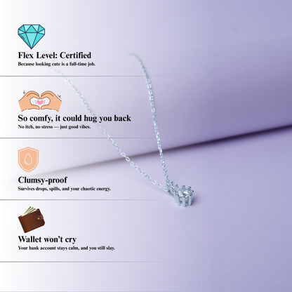 Lumina™ by Zyrene – Classic Solitaire Crown Necklace | 925 Sterling Silver | Daily Shine + Timeless Vibes