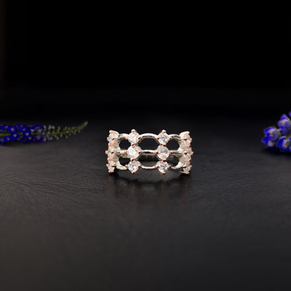 Lucida™ by Zyrene – 925 Sterling Silver Grid Ring | Dual-Tone Luxury Finish | Premium Lifetime Plating & 6-Month Warranty Included