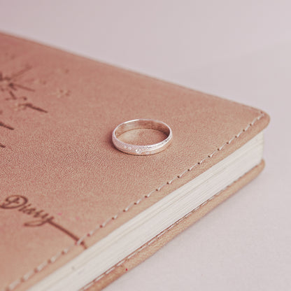 LUMIÈRE DOT™ Ring – 925 Sterling Silver Textured Band by Zyrene | Soft Luxe Sparkle