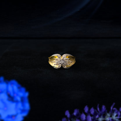 Aurelia™ by Zyrene – Gold-Tone Floral Cluster Ring | 925 Sterling Silver | Lifetime Plating & 6-Month Warranty