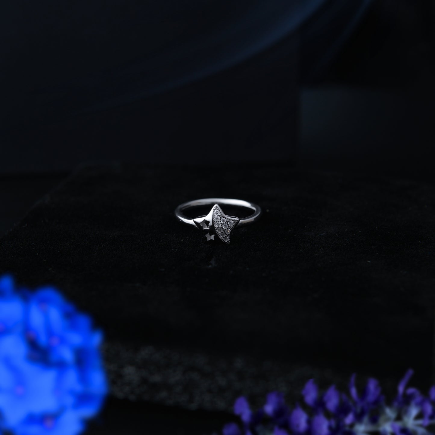 Lunara™ by Zyrene – Moon & Stars Ring | 925 Sterling Silver | Lifetime Plating & 6-Month Warranty