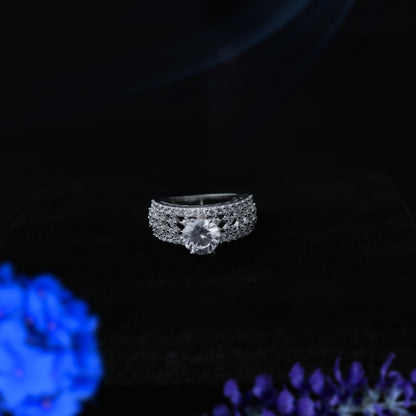 Lustara™ by Zyrene – Pavé Grandeur Solitaire Ring | 925 Sterling Silver | Lifetime Plating & 6-Month Warranty