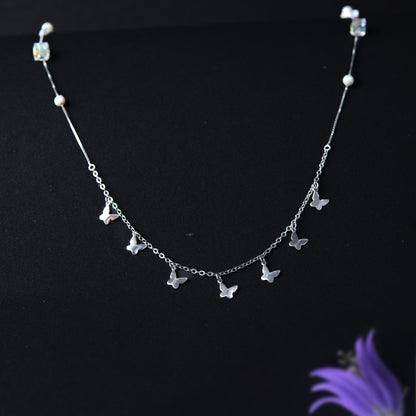 Vellina™ by Zyrene – Butterfly Charm Necklace | Floating Minimalist Design | 925 Sterling Silver | Everyday Elegance
