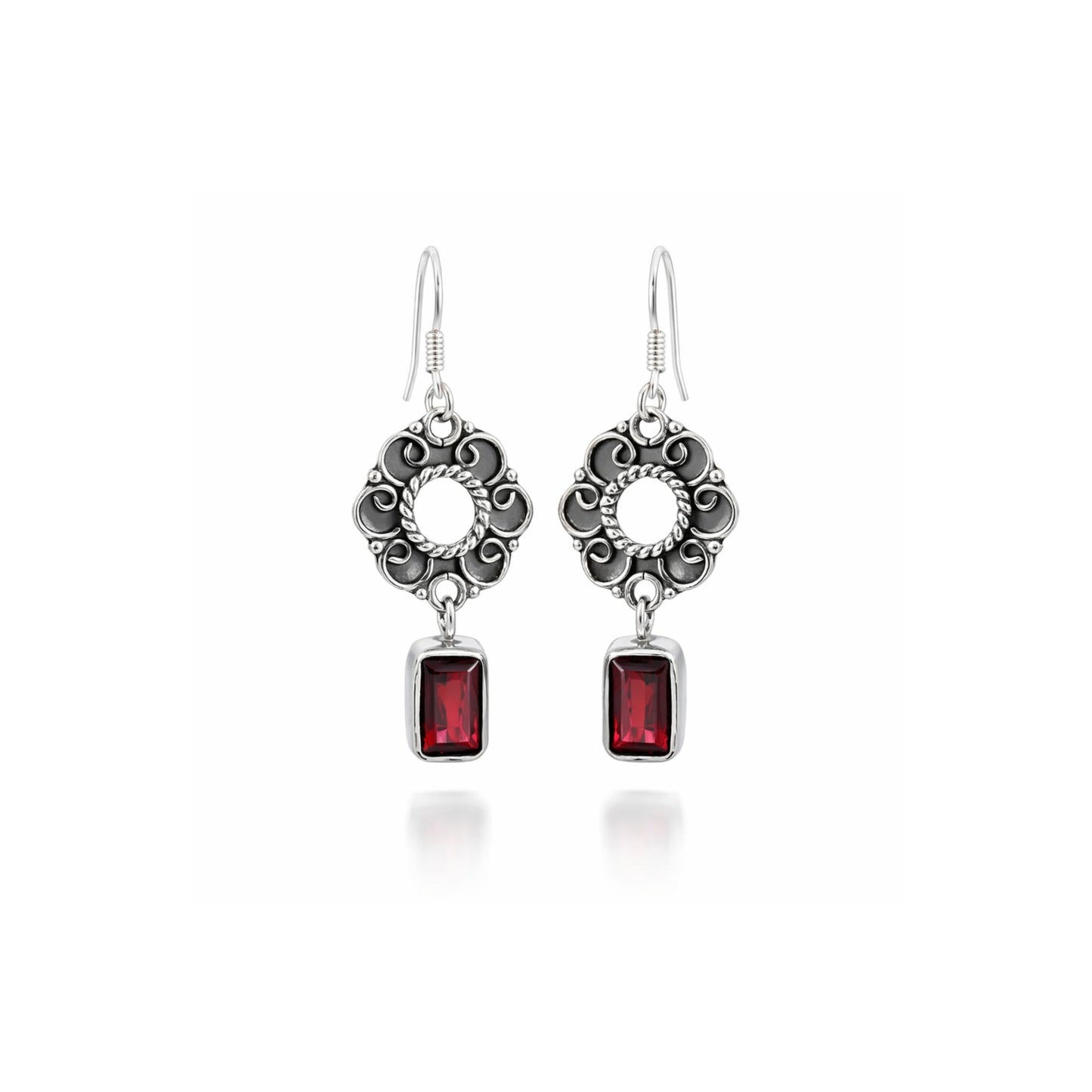 Elaria™ Vintage Garnet Drop Earrings | Sterling Silver | Old Soul Elegance | Meaningful Gift for Her