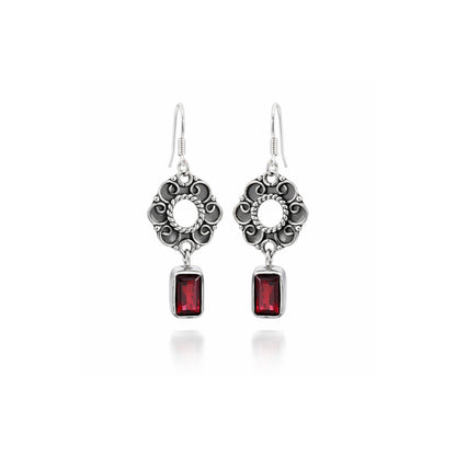 Elaria™ Vintage Garnet Drop Earrings | Sterling Silver | Old Soul Elegance | Meaningful Gift for Her