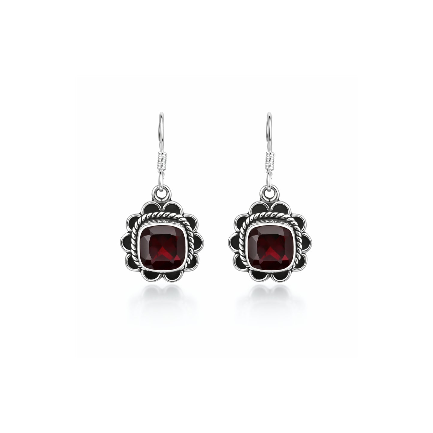 Roselle™ Vintage Garnet Bloom Earrings | Sterling Silver | Old Soul Glow | Thoughtful Gift for Her