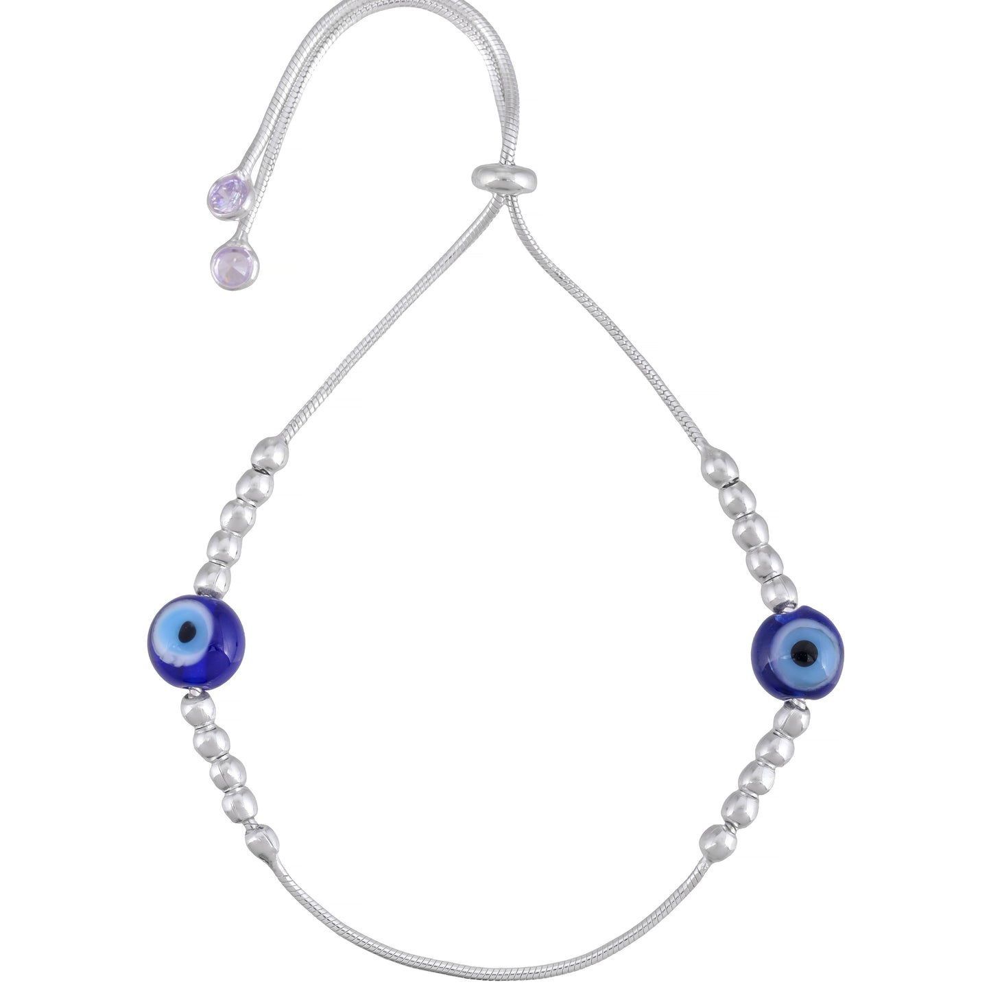 Oceyana™ by Zyrene – Twin Evil Eye Protection Bracelet | Adjustable Fit | Premium Silver Beads | Everyday Safeguard Charm