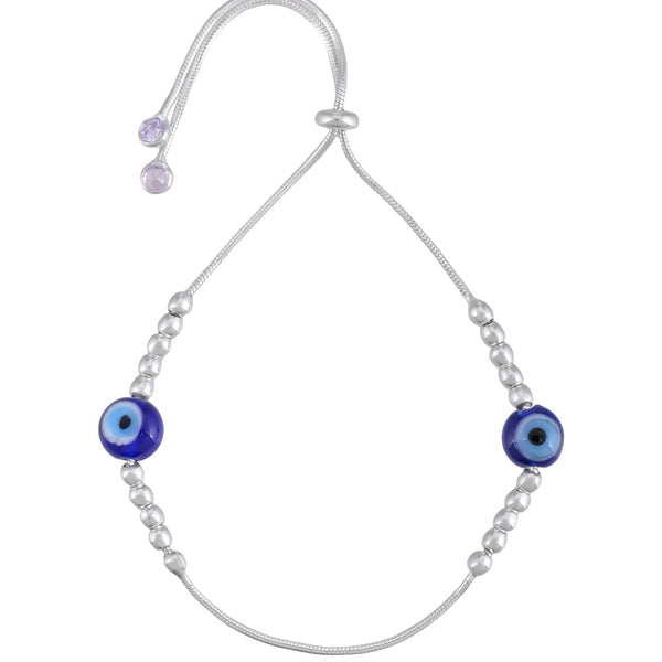 Oceyana™ by Zyrene – Twin Evil Eye Protection Bracelet | Adjustable Fit | Premium Silver Beads | Everyday Safeguard Charm