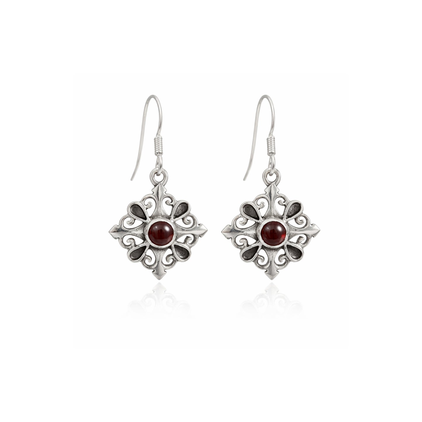 Veloria™ Vintage Ruby Bloom Earrings | Sterling Silver | Old Soul Glow | Meaningful Gift for Her