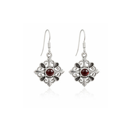 Veloria™ Vintage Ruby Bloom Earrings | Sterling Silver | Old Soul Glow | Meaningful Gift for Her