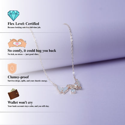 Papilloné™ by Zyrene – Crystal Butterfly Necklace | Rose-Gold Luxe | 925 Sterling Silver | Soft-Girl Elegance