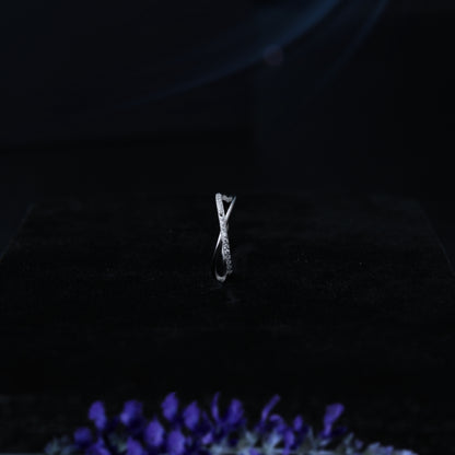 Crysta™ by Zyrene – Criss-Cross Silver Band | 925 Sterling Silver | Lifetime Plating & 6-Month Warranty