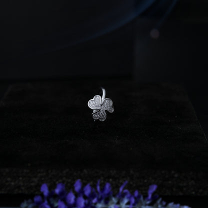Clovera™ by Zyrene – Pavé Four-Leaf Clover Ring | 925 Sterling Silver | Lifetime Plating & 6-Month Warranty