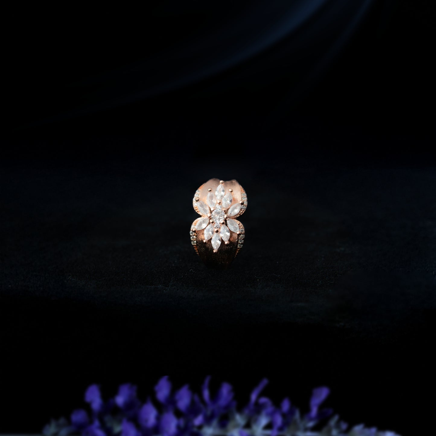 Rosava™ by Zyrene – Rose-Gold Floral Cluster Ring | 925 Sterling Silver | Lifetime Plating & 6-Month Warranty