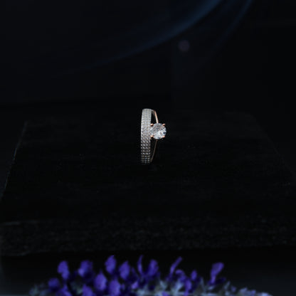 Aurielle™ by Zyrene – Solitaire Pavé Band Ring | 925 Sterling Silver | Lifetime Plating &amp; 6-Month Warranty