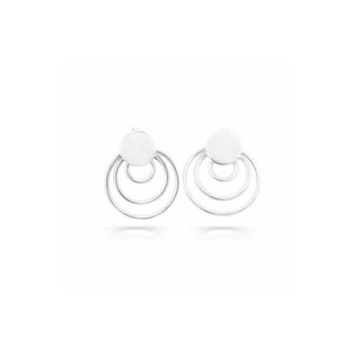Zyrene Orbit Muse™ Stud Earrings – Silver Tone | Minimal Double Circle Earrings for Women | Everyday Modern Jewelry