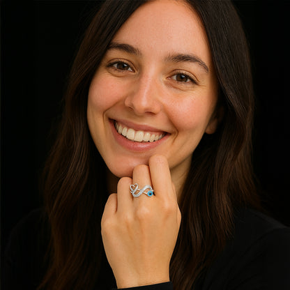 Amora™ by Zyrene – Evil Eye & Heart Crossover Ring | 925 Sterling Silver | Sparkle + Safeguard Vibes | Premium Lifetime Plating & 6-Month Warranty Included