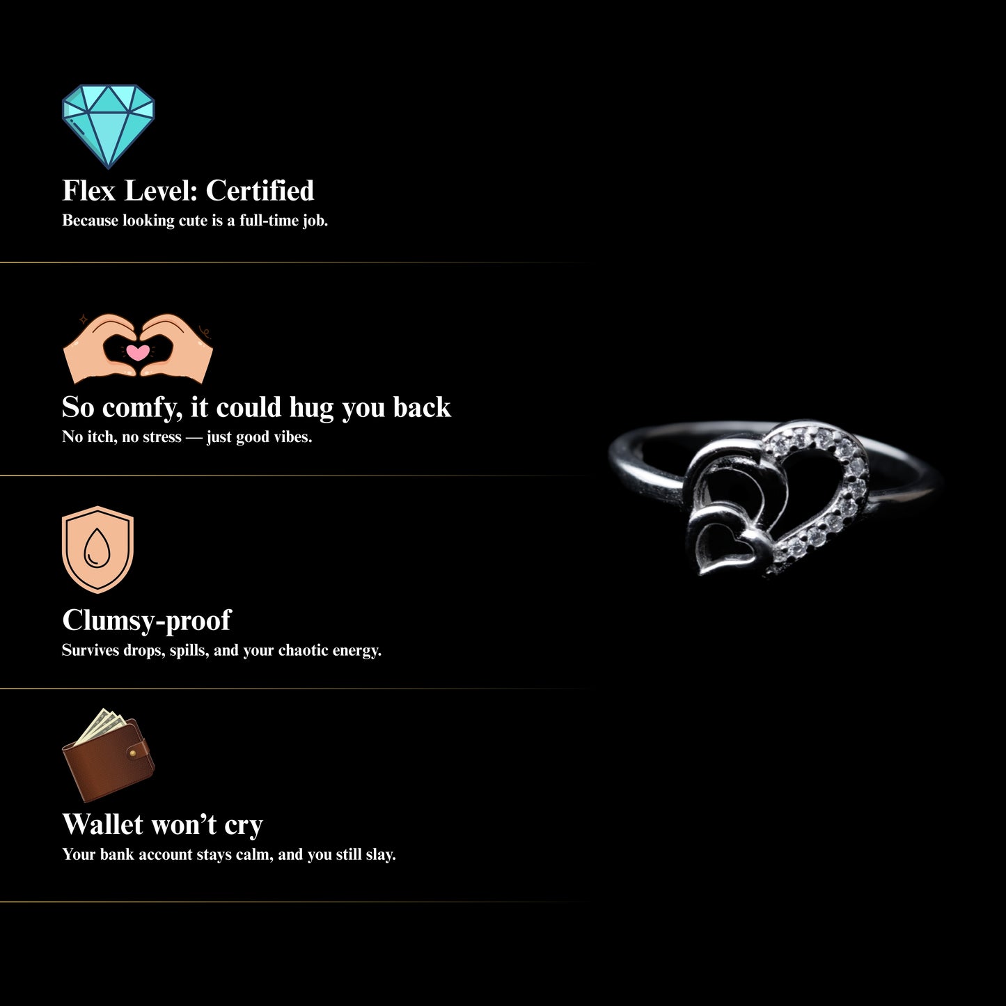 Amoura™ by Zyrene – Twin Heart Ring | 925 Sterling Silver | Lifetime Plating & 6-Month Warranty