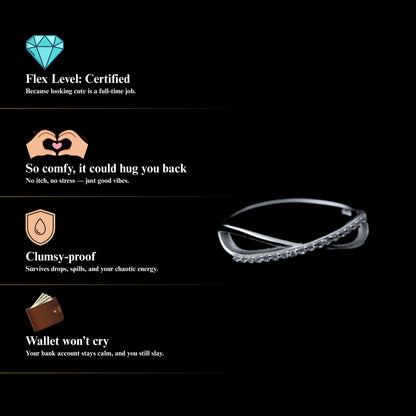 Crysta™ by Zyrene – Criss-Cross Silver Band | 925 Sterling Silver | Lifetime Plating & 6-Month Warranty