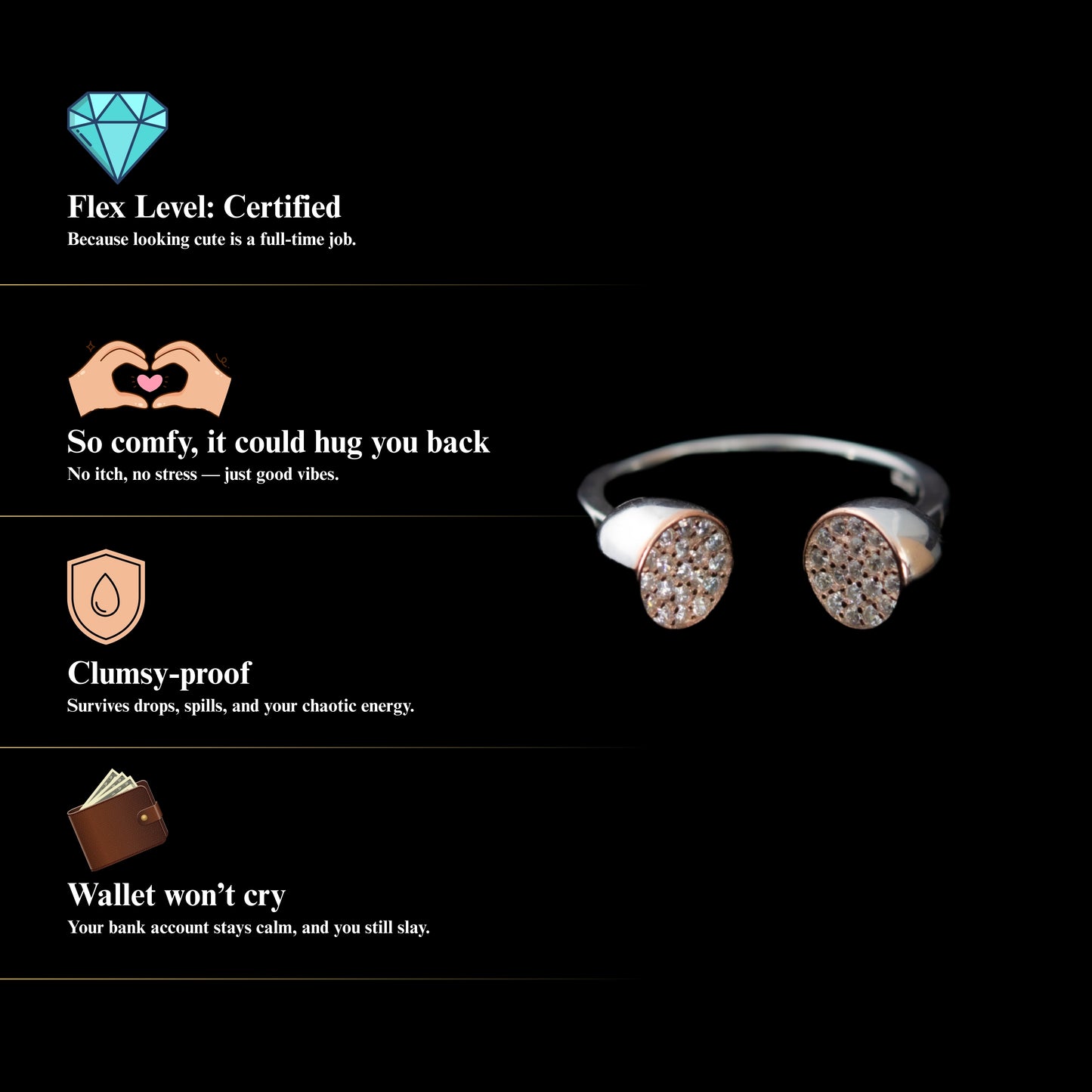 Diora™ by Zyrene – Dual Disc Open Ring | 925 Sterling Silver | Lifetime Plating & 6-Month Warranty