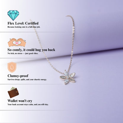 Florentine™ by Zyrene – Petal-Cut Crystal Flower Necklace | 925 Sterling Silver | Soft Glow Daily Wear Pendant