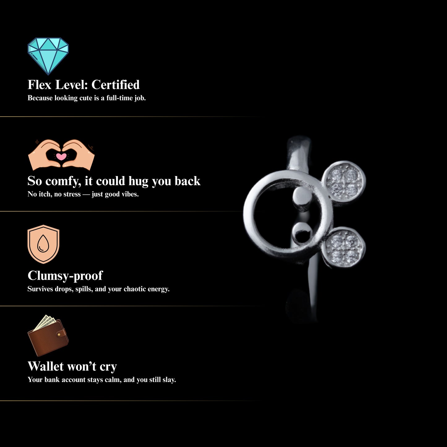 Smileyra™ by Zyrene – Sparkling Smiley Ring | 925 Sterling Silver | Lifetime Plating & 6-Month Warranty