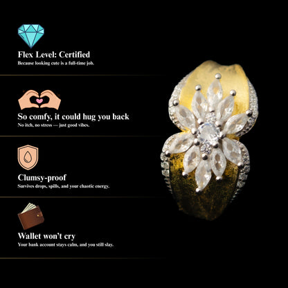 Aurelia™ by Zyrene – Gold-Tone Floral Cluster Ring | 925 Sterling Silver | Lifetime Plating & 6-Month Warranty