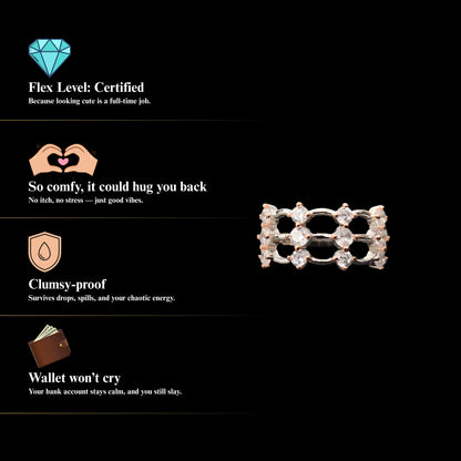 Lucida™ by Zyrene – 925 Sterling Silver Grid Ring | Dual-Tone Luxury Finish | Premium Lifetime Plating & 6-Month Warranty Included