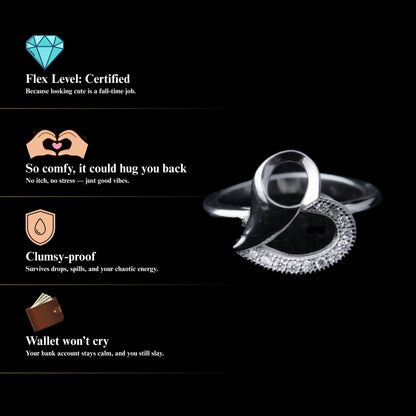 Elaria™ by Zyrene – Abstract Heart Statement Ring | 925 Sterling Silver | Lifetime Plating &amp; 6-Month Warranty