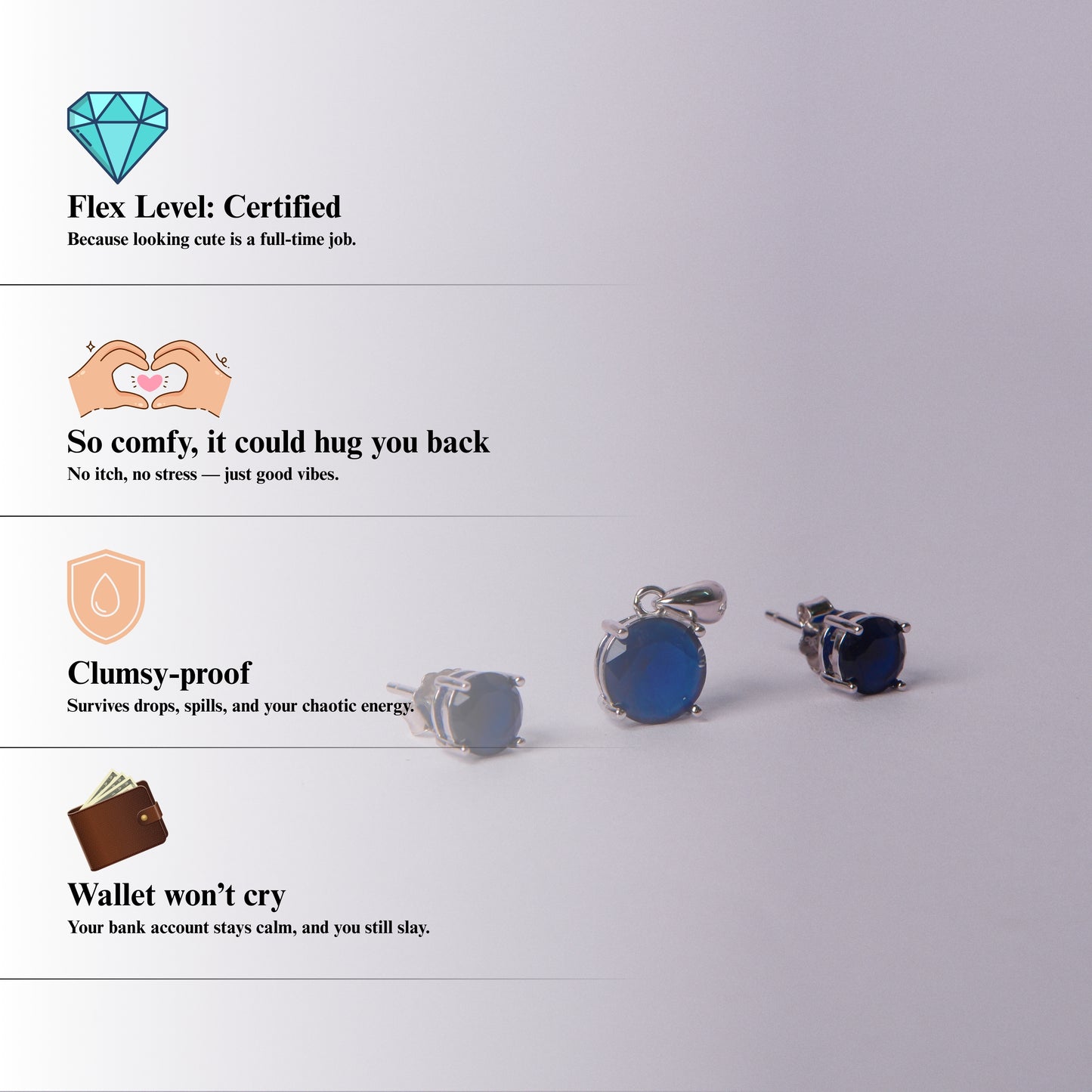 Aurelia Blue™ by Zyrene – Classic Sapphire Pendant & Earrings Set | 925 Silver | Soft Luxe Glow