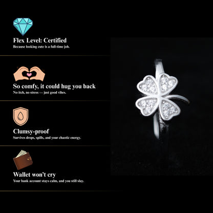 Fortuna™ by Zyrene – Four-Leaf Clover Ring | 925 Sterling Silver | Lifetime Plating & 6-Month Warranty