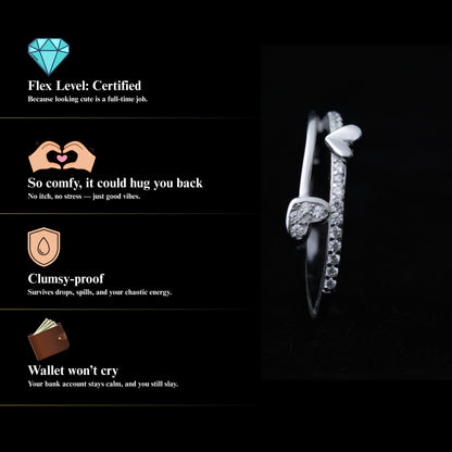 Duetta™ by Zyrene – Twin Heart Band Ring | 925 Sterling Silver | Lifetime Plating & 6-Month Warranty