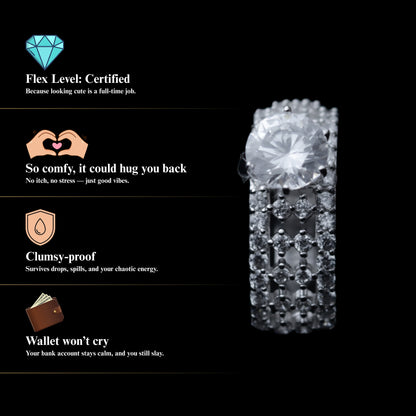 Lustara™ by Zyrene – Pavé Grandeur Solitaire Ring | 925 Sterling Silver | Lifetime Plating & 6-Month Warranty