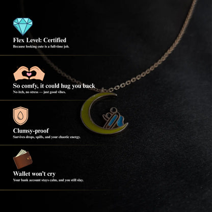 Moon Child🌙 by Zyrene – Premium Enamel Pendant Necklace | Dreamy Charm for Daily & Festive Looks | Lifetime Plating | 6-Month Warranty Included