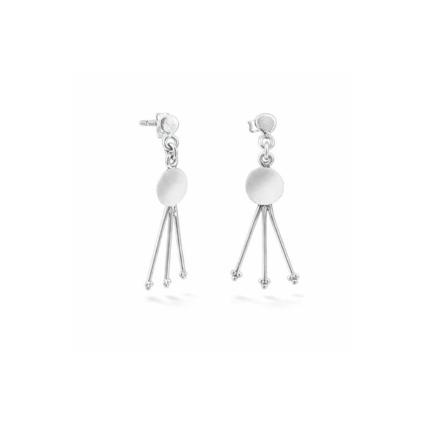 Zyrene Moon Drift™ Drop Earrings – Silver Tone | Minimal Pearl Dangle Earrings for Women | Elegant Everyday Jewelry