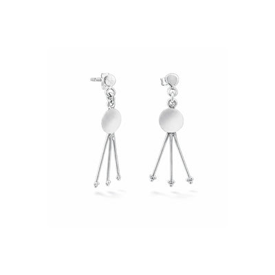 Zyrene Moon Drift™ Drop Earrings – Silver Tone | Minimal Pearl Dangle Earrings for Women | Elegant Everyday Jewelry