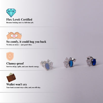 Saphira™ by Zyrene – Royal Blue Sparkle Pendant & Earrings Set | 925 Sterling Silver | Luxe Minimal Drip