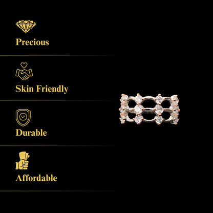 Lucida™ by Zyrene – 925 Sterling Silver Grid Ring | Dual-Tone Luxury Finish | Premium Lifetime Plating & 6-Month Warranty Included