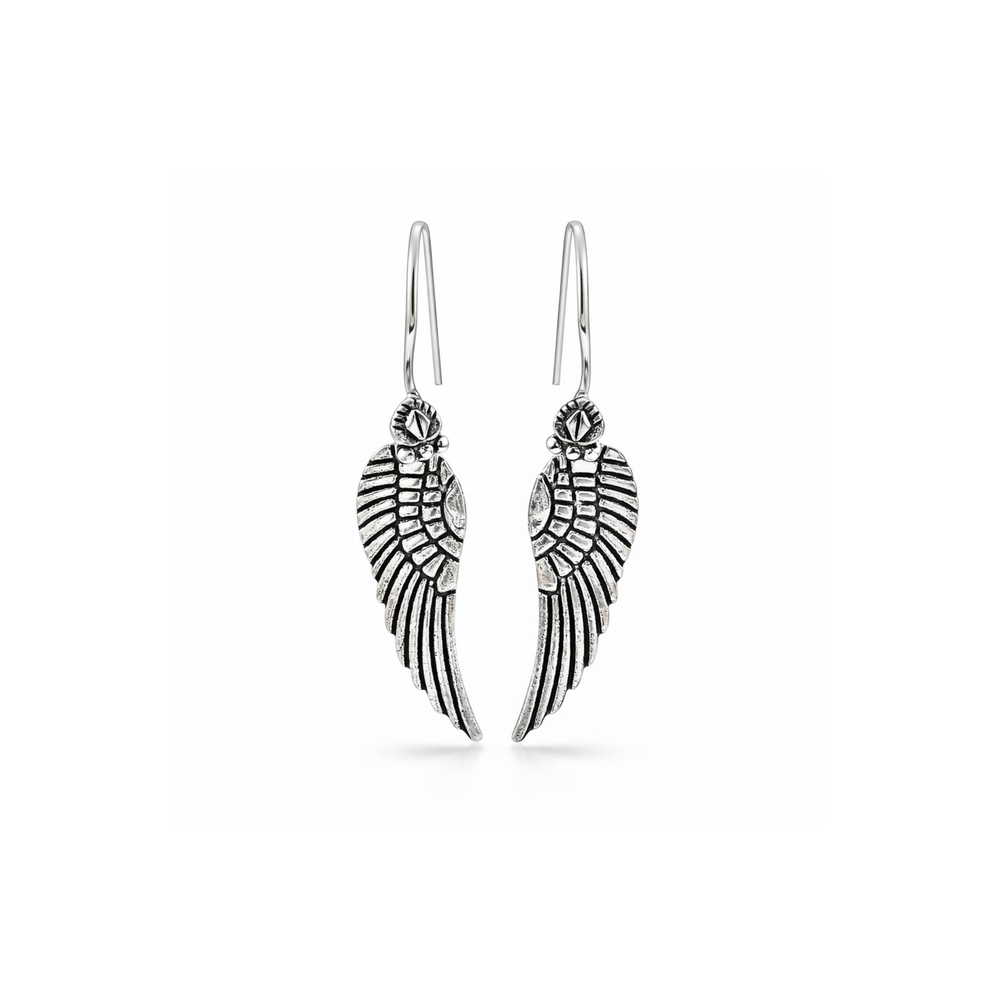 Zyrene Fallen Wing™ Drop Earrings – Antique Silver Finish | Angel Wing Earrings for Women | Minimal Vintage Aesthetic Jewelry