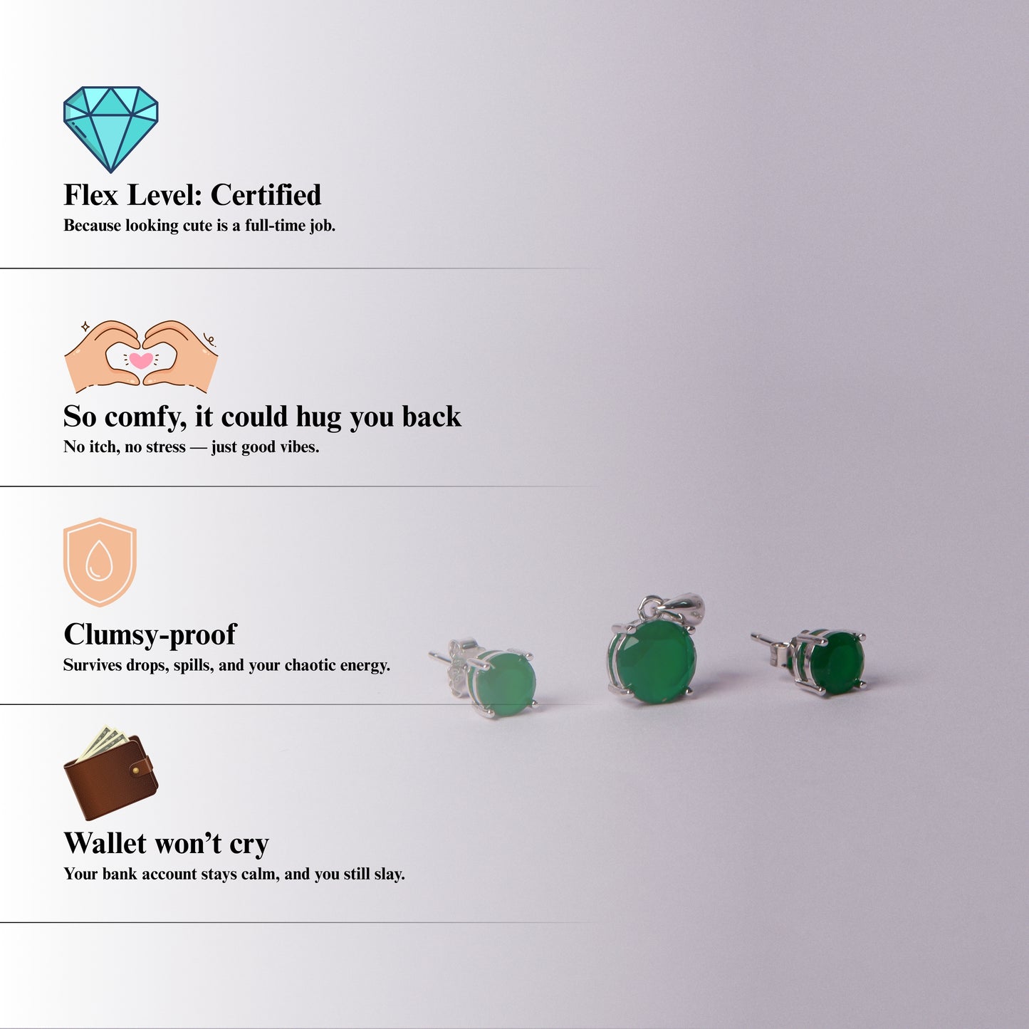 Verdura™ by Zyrene – Emerald Glow Pendant & Earrings Set | 925 Sterling Silver | Everyday Luxe Charm