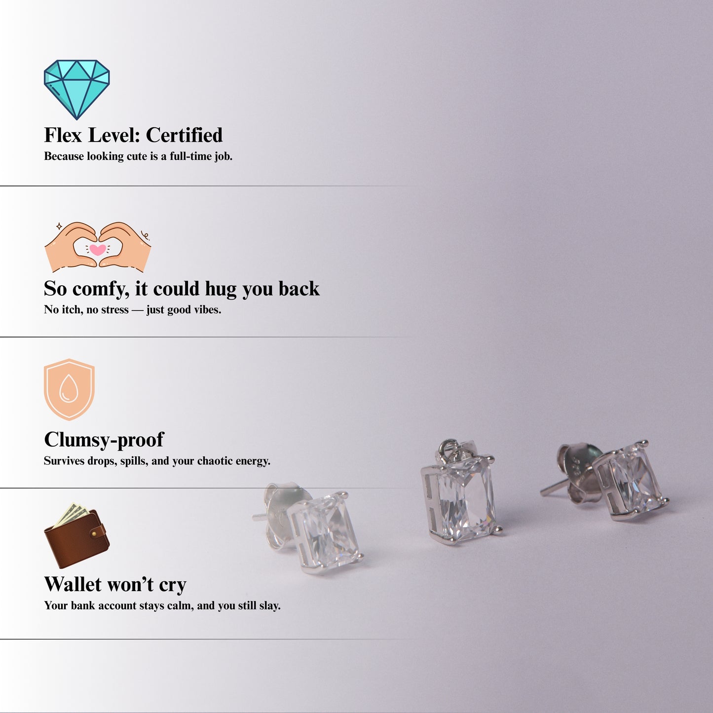 Lumiera™ by Zyrene – Crystal Emerald-Cut Pendant & Earrings Set | Minimal Luxe Glow | Everyday Silver Shine