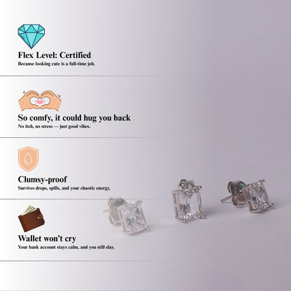 Lumiera™ by Zyrene – Crystal Emerald-Cut Pendant & Earrings Set | Minimal Luxe Glow | Everyday Silver Shine