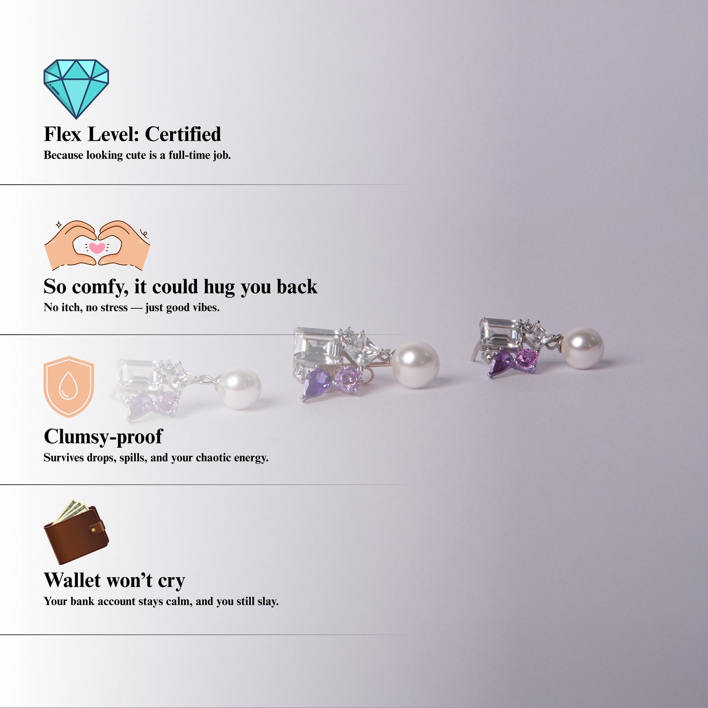 Amethysté Pearl™ by Zyrene – Pearl & Amethyst Crystal Dangle Earrings | Soft Luxe Design | Everyday Glow