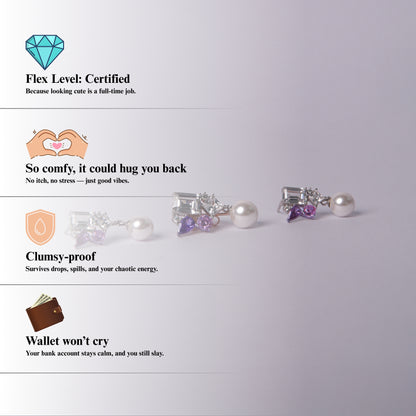 Amethysté Pearl™ by Zyrene – Pearl & Amethyst Crystal Dangle Earrings | Soft Luxe Design | Everyday Glow