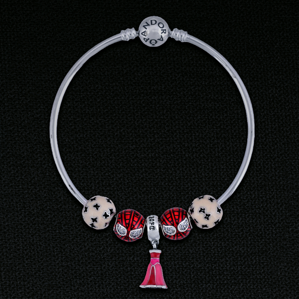 Scarlet Nova™ by Zyrene – Red Enamel Charm Bracelet | 925 Sterling Silver | Bold Luxe Collection